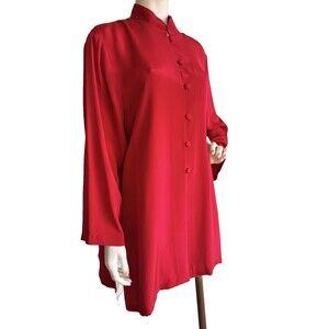 ANNE NAMBA Red Mandara Top NWT $275 Size XL 3-Ply 100% Silk Asian Art to Wear